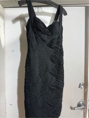Jones New York Black Ruched Midi Dress